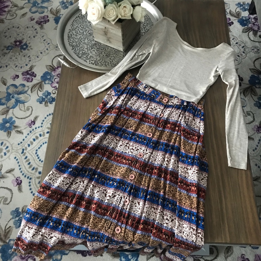 American Apparel Button Up Midi Skirt